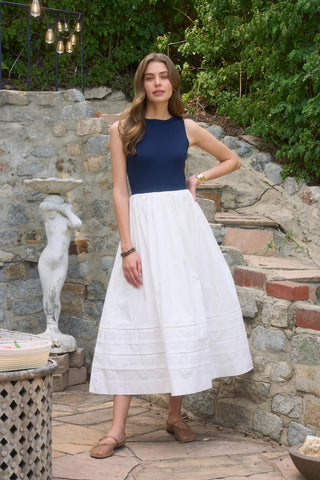 Sleeveless Top Mixed Media Midi Dress