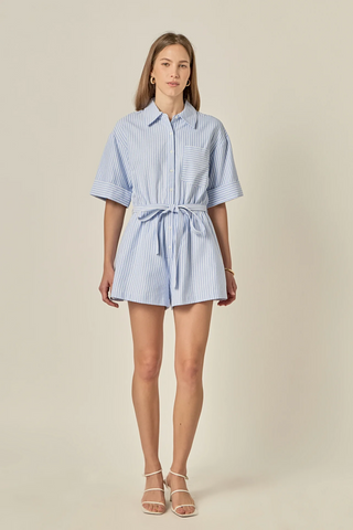 Stripe Oxford Fabric Romper