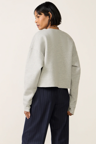 The Cropped Collegiate Sweatshirt - Heather Grey/Burgundy