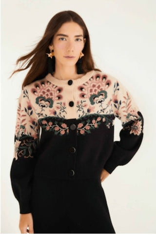 Belle Garden Mixed Knit Cardigan