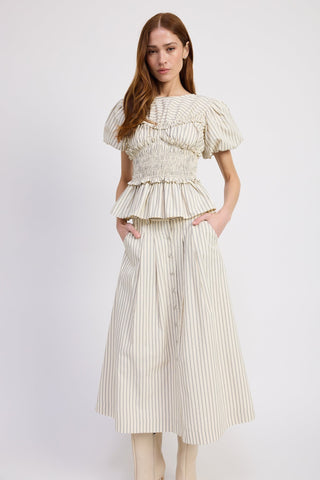 Azra Midi Skirt - Ivory Navy