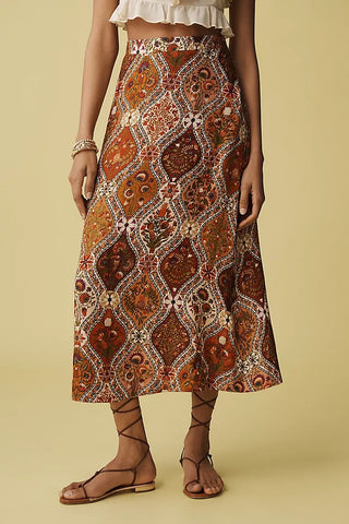 Romantic Nature Multicolor Midi Skirt