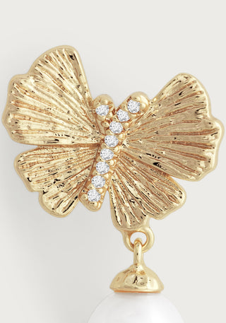 Butterfly with Pearl Drop Earring