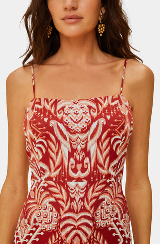 Tropical Tapestry Red Slip Dress