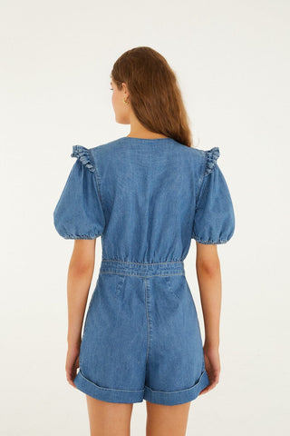 Denim Ruffles Romper