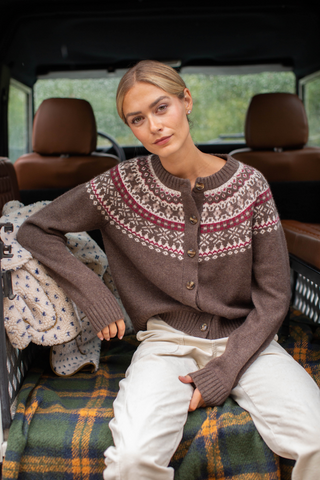 Louise Fair Isle Cardigan - Chocolate