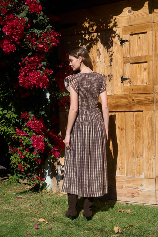 Flutter sleeve smocked midi dress