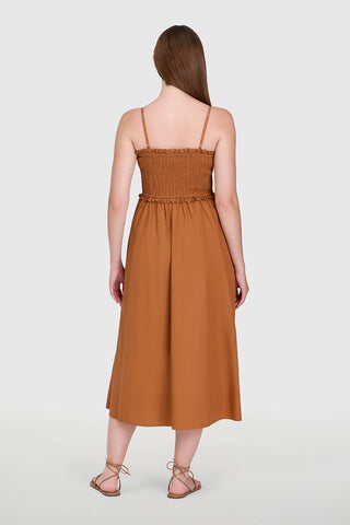 Smocked Dress Brown