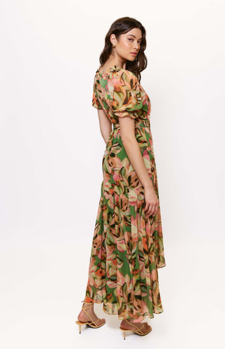 Bethany Dress - Sage Blurred Tropical Jungle