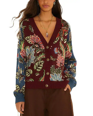 Mixed Delhi Floral Knit Cardigan - M