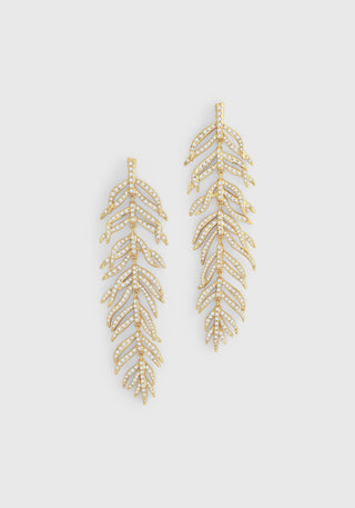 Palm leaves Pave Dangle  Earrings