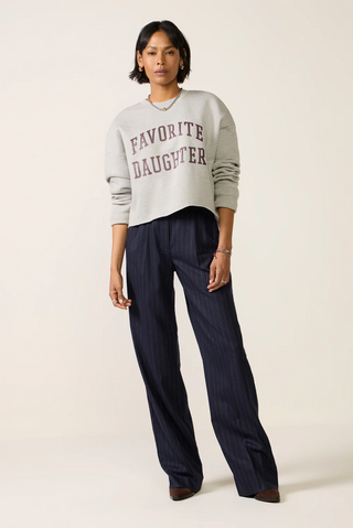 The Cropped Collegiate Sweatshirt - Heather Grey/Burgundy