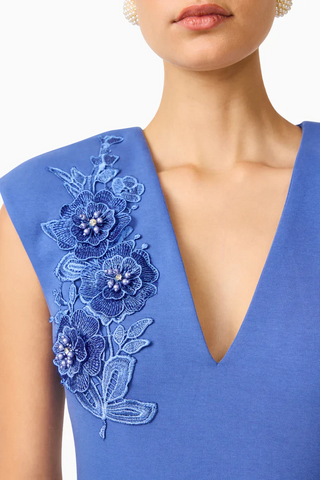 Talitha Plunging Neck Column Dress in Cornflowerblue
