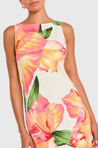 Margo Midi Dress - Hibiscus Print