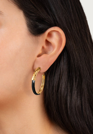 Forza Black  Medium Hoop Earrings