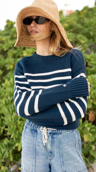 Lake Sweater - Navy/Ivory Stripe