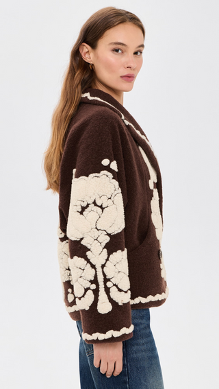 Flowers Brown Coat - M