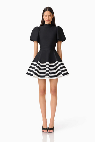 Ninette Puff Sleeves Fit And Flare Mini Dress