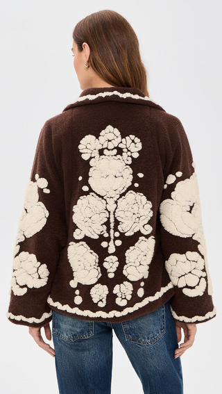 Flowers Brown Coat - M