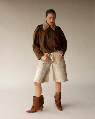 shearling collar suede jacket