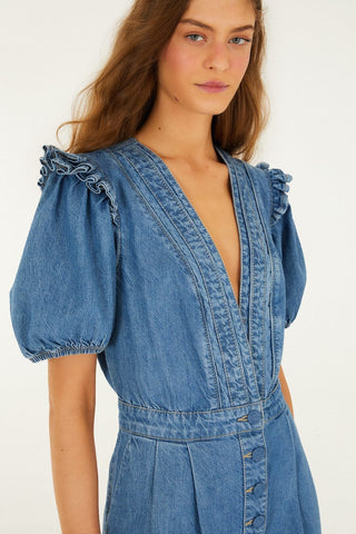 Denim Ruffles Romper