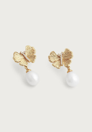 Butterfly with Pearl Drop Earring