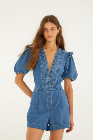 Denim Ruffles Romper