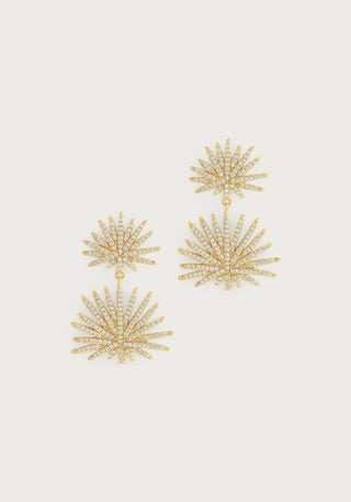 Palm Pave Double Fan Palm Earrings