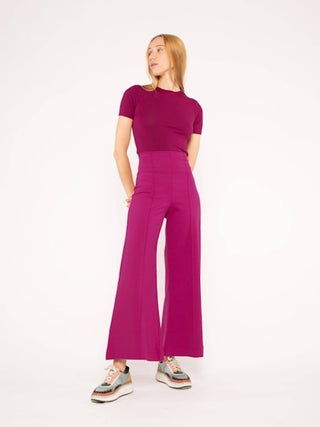 Ponte Knit Wide Leg Pant Cropped