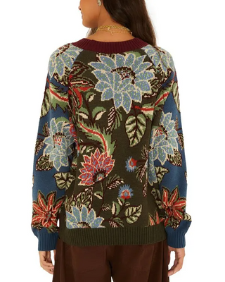 Mixed Delhi Floral Knit Cardigan - M