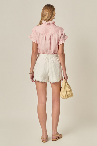 Linen Ruffle Shirt Ballet Pink