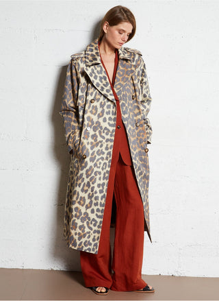Mathilda Trench Long Imprime Leopard