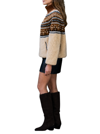 Fair isle Sherpa Knit contrast jacket