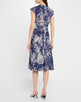 Aline Dress by Marella Color Navy Palm Trees