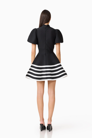 Ninette Puff Sleeves Fit And Flare Mini Dress