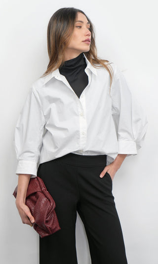 Thea Oversized Lantern Sleeve Button Down Shirt